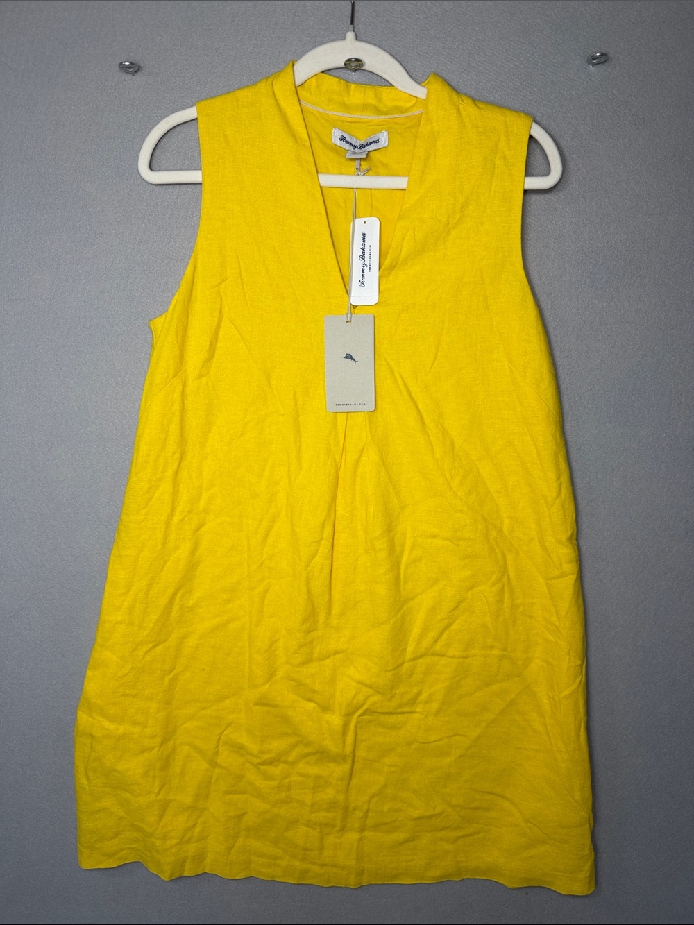 Tommy Bahama Bright Yellow Sleeveless linen cotton blend dress NWT